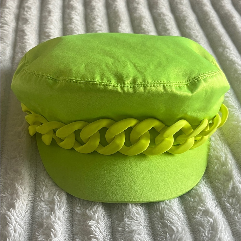 New Eugenia Kim Neon Green Hat with Chain Detail ( NWT )